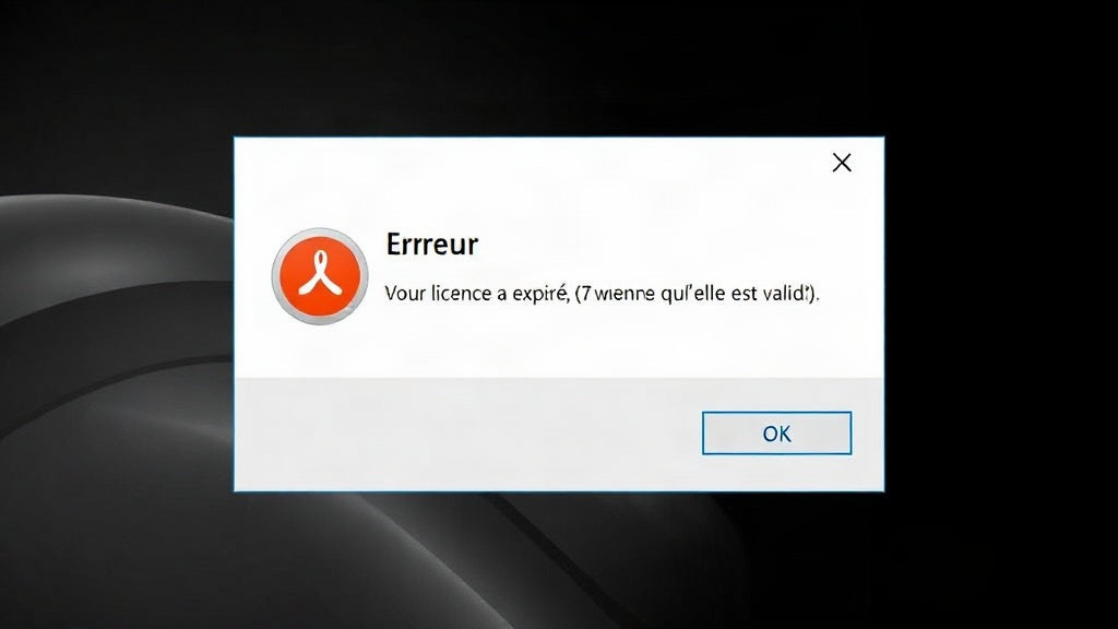 Capture d'écran message erreur 'Votre licence Office a expiré' avec bannière rouge dans Microsoft Word 2024, montrant options réactivation licence